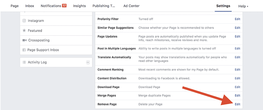 How to delete a Facebook page on desktop 