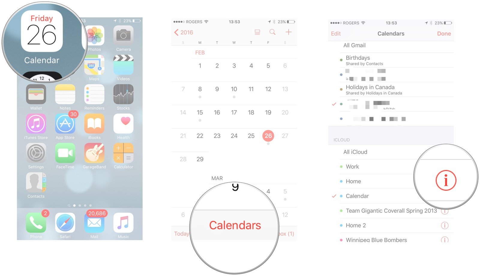 how to share calendars on an iPhone